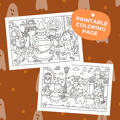 Spooky Halloween - Digital Download Coloring Pages