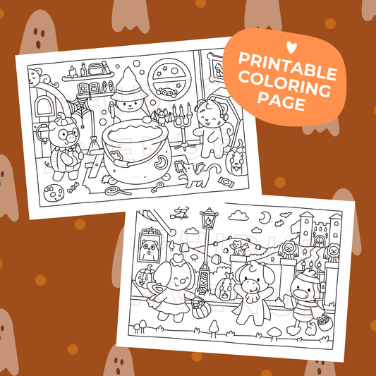 Spooky Halloween - Digital Download Coloring Pages