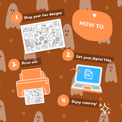 Spooky Halloween - Digital Download Coloring Pages